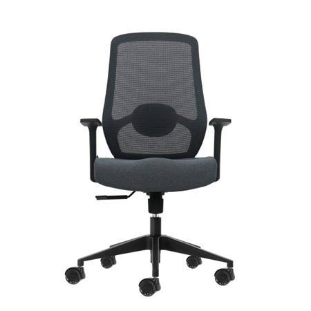 Cadeira de escritório ergonômica Oqonos Cherg 002 com suporte lombar ajustável em altura e profundidade, encosto em tela respirá