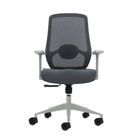 Cadeira de escritório ergonômica Oqonos Cherg 003 com suporte lombar ajustável em altura e profundidade, encosto em tela respirá