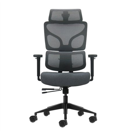 Cadeira de escritório ergonômica Oqonos Cherg 011 com apoio de cabeça cervical ajustável, encosto e assento em tela elástica, ap