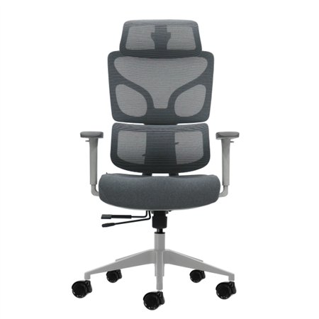 Cadeira de escritório ergonômica Oqonos Cherg 014 com apoio de cabeça cervical ajustável, encosto e assento em tela elástica, ap
