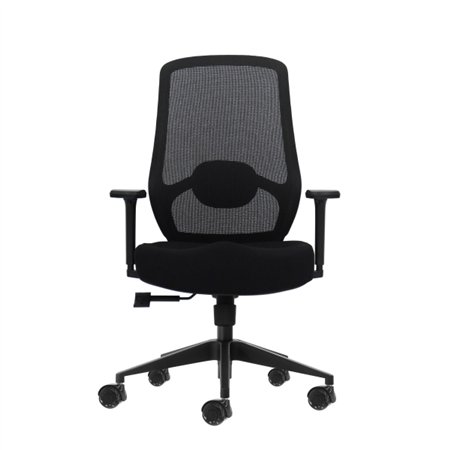 Cadeira de escritório ergonômica Oqonos Cherg 024 com suporte lombar ajustável em altura e profundidade, apoios de braço 4D, pis