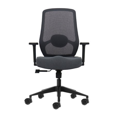 Cadeira de escritório ergonômica Oqonos Cherg 025 com suporte lombar ajustável em altura e profundidade, apoios de braço 4D, pis