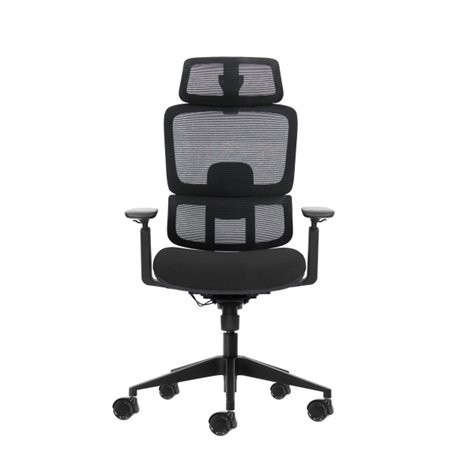 Cadeira de escritório ergonômica Oqonos Cherg 027 com apoio de cabeça cervical ajustável, encosto e assento em tela elástica, al