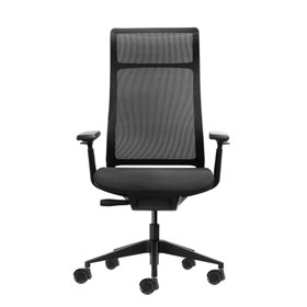 Cadeira de escritório ergonômica Oqonos Cherg 028 com encosto e assento em tela elástica, mecanismo de autoequilíbrio, apoios de