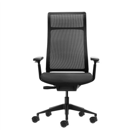 Cadeira de escritório ergonômica Oqonos Cherg 028 com encosto e assento em tela elástica, mecanismo de autoequilíbrio, apoios de
