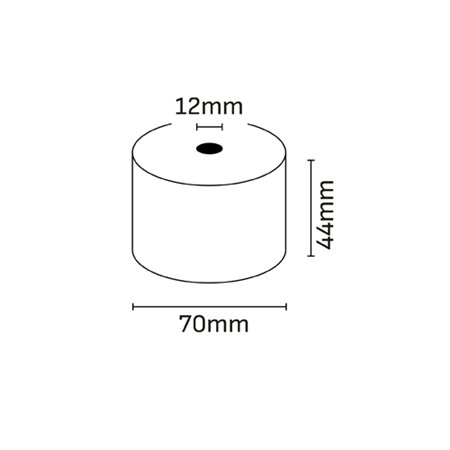 Rolo de papel térmico Oqonos 44x70x12mm, livre de BPA, certificado FSC