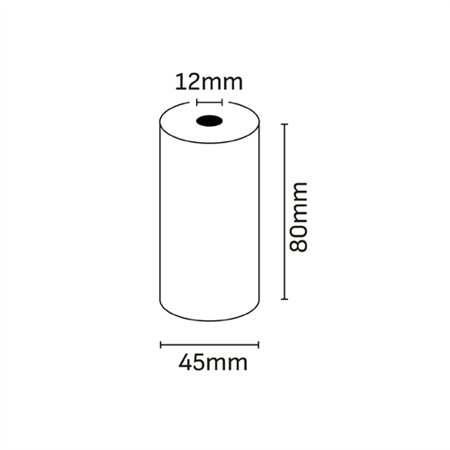 Rolo de papel térmico Oqonos 80x45x12mm, livre de BPA, certificado FSC