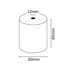 Rolo de papel térmico Oqonos 80x80x12mm, livre de BPA, certificado FSC.