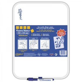 Quadro branco Alpino Clipper 35x25cm - Um lado branco e um lado quadriculado - Apagável a seco - Inclui marcador com apagador - 