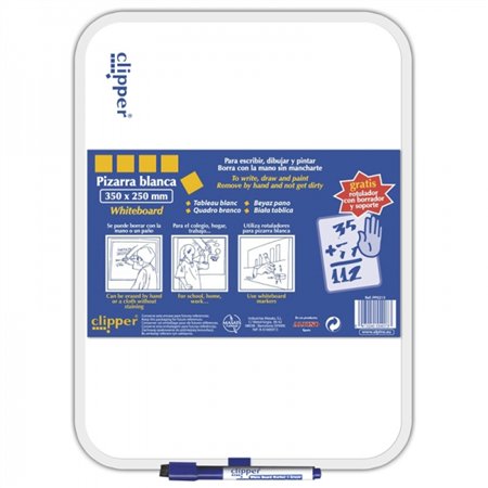 Quadro branco Alpino Clipper 35x25cm - Um lado branco e um lado quadriculado - Apagável a seco - Inclui marcador com apagador - 