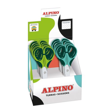 Tesoura Escolar Alpino Colorida 13cm - Aço Inoxidável - Ponta Reta - Cores Sortidas
