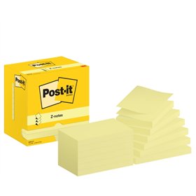 Pacote com 12 blocos de notas adesivas reposicionáveis Post-it com 100 unidades cada - Formato retangular - 76x127mm - Amarelo c