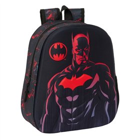 Mochila Safta Batman 3D - Alça Superior - Porta-Garrafas Lateral - 27x33x10cm - Preta