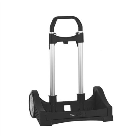 Carrinho de Mochila Safta Evolution - Fixação Universal - Rodas Antivibração de 14cm - Alumínio/PP - 40x85x28cm - Cor Preta