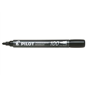 Marcador permanente Pilot 100 - Ponta redonda de 4,5 mm - Largura da linha de 1 mm - Preto