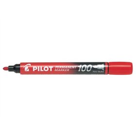 Marcador permanente Pilot 100 - Ponta redonda de 4,5 mm - Espessura da linha de 1 mm - Vermelho