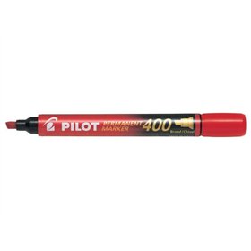 Marcador permanente Pilot 400 - Ponta chanfrada de 4,5 mm - Espessura da linha de 4 mm - Vermelho