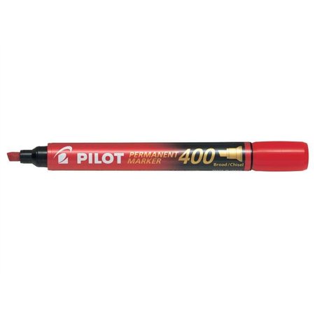 Marcador permanente Pilot 400 - Ponta chanfrada de 4,5 mm - Espessura da linha de 4 mm - Vermelho