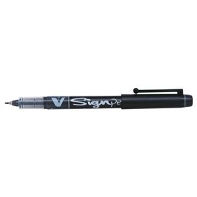 Caneta Marcadora Pilot V-Sign de Ponta Fina - Ponta Fina de 2mm - Espessura da Linha de 0,6mm - Preta