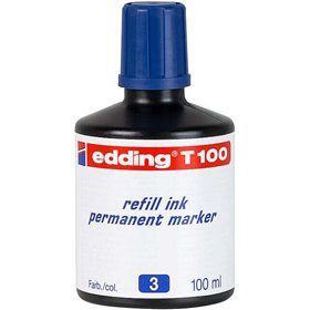 Frasco de recarga Edding T100 para marcador permanente - Capacidade de 100ml - Azul