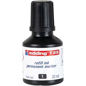 Frasco de recarga Edding T25 para marcador permanente - Capacidade de 30ml - Preto