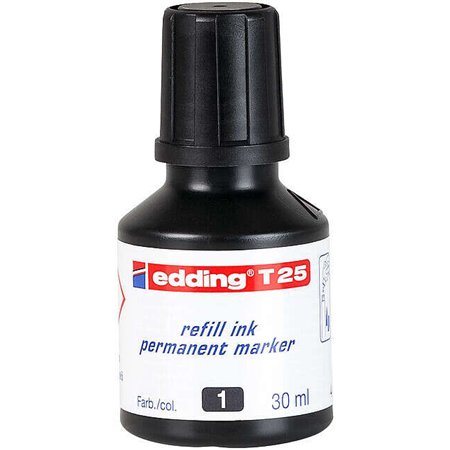 Frasco de recarga Edding T25 para marcador permanente - Capacidade de 30ml - Preto