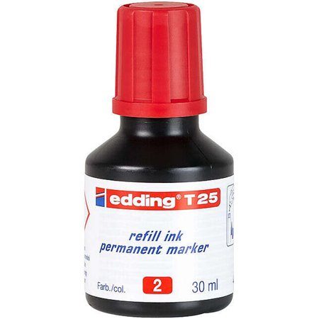 Frasco de recarga Edding T25 para marcador permanente - Capacidade de 30ml - Vermelho