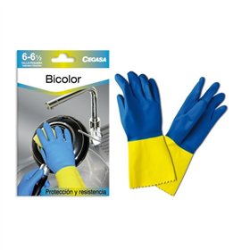 Luvas de látex Cegasa, tamanho P 6-6 1/2 - Flocadas - Uso geral, doméstico, limpeza, indústria química - Espessura da palma 0,6 
