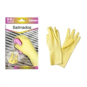 Luvas de látex Cegasa tamanho G (8-8 1/2) - Acabamento acetinado - Uso geral, doméstico, limpeza - Espessura da palma 0,45 mm - 