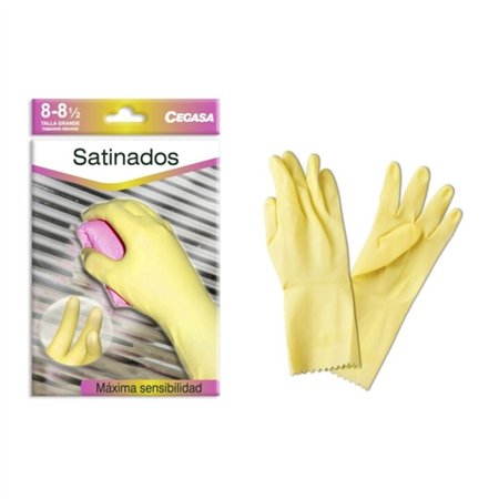 Luvas de látex Cegasa tamanho G (8-8 1/2) - Acabamento acetinado - Uso geral, doméstico, limpeza - Espessura da palma 0,45 mm - 