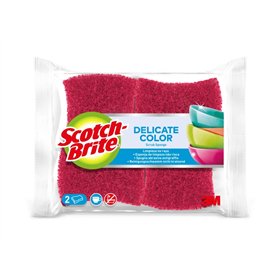 Esponjas de limpeza Scotch-Brite Delicate Color, pacote com 2 unidades - Proteção para os dedos - Não risca - Vermelhas