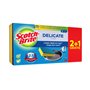 Conjunto de 3 esponjas de limpeza Scotch-Brite Delicate para cozinha - Compre 2 e leve 1 grátis - Não risca - Amarela