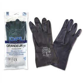 Luvas Industriais DPL Occupational Grandeur, Tamanho 8-8 1/2 - Flocadas - Espessura da Palma de 0,7 mm - Para Indústrias Química
