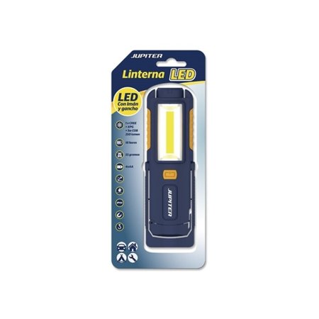 Lanterna de trabalho Jupiter LED+COB 250lm - Com ímã e gancho - Classificação IP44 - Funciona com 4 pilhas AA (não incluídas) - 