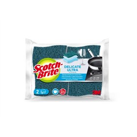 Conjunto de 2 esponjas de aço Scotch-Brite para cozinha - Antirriscos - Verde Escuro