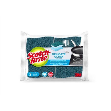 Conjunto de 2 esponjas de aço Scotch-Brite para cozinha - Antirriscos - Verde Escuro