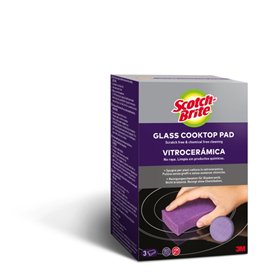 Conjunto de 3 esponjas de limpeza de cerâmica Scotch-Brite para fogão - Brancas