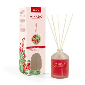 Aromatizador de Ambientes Prady Mikado Frutas Vermelhas - Frasco de Vidro de 100ml e Varetas Difusoras