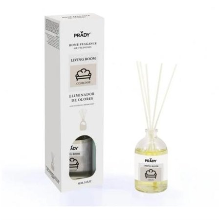 Neutralizador de odores Prady Mikado para sala de jantar - Frasco de vidro de 100ml e varetas difusoras