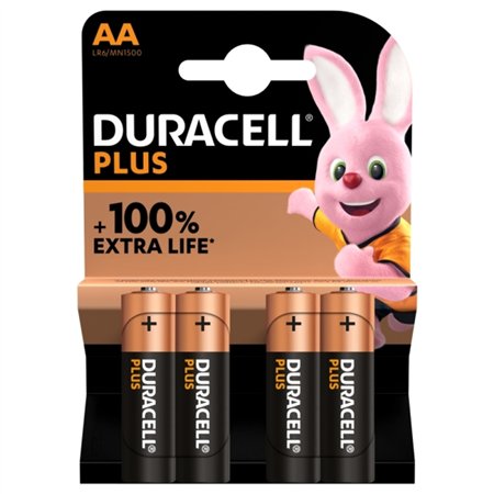 Pilhas alcalinas Duracell MN1500B4 AA LR6 1,5V Plus Power (4 unidades)