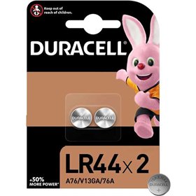 Pilhas tipo botão alcalinas Duracell LR44 76A/A76/V13GA 1,5V - 2 unidades