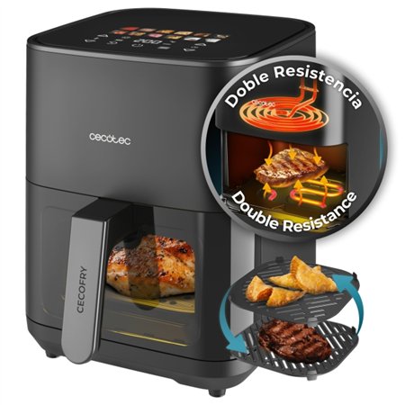 Fritadeira Elétrica Cecotec Cecofry e Grill Duoheat 4000 3 em 1 - Potência de 1900W - Resultados Uniformes - Grill - Pizzas Croc
