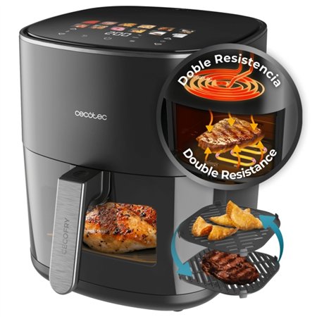 Fritadeira Elétrica Cecotec Cecofry e Grill Duoheat 6500 3 em 1 - Potência de 2200W - Chapa - Grelha - Capacidade de 6,5L - Cont
