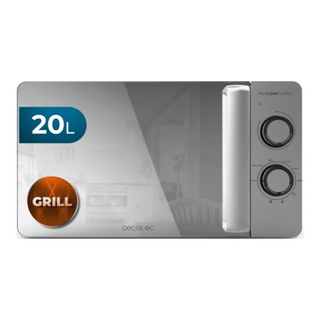 Micro-ondas Cecotec Proclean 3160 com base plana e espelho, sem prato giratório - Potência de 700 W - Capacidade de 20 L - Grill
