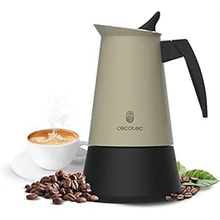 Cafeteira italiana Cecotec Piccolina 600 para 6 xícaras, aço inoxidável - Capacidade de 300ml - Vedação de silicone - Compatível