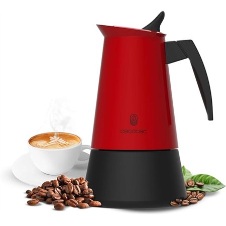 Cafeteira italiana Cecotec Piccolina 600 para 6 xícaras, aço inoxidável - Capacidade de 300ml - Vedação de silicone - Compatível