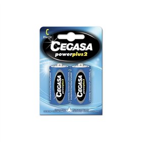 Cegasa Power Plus 2 Pacote com 2 Pilhas R14 C - Pilhas de solução salina para aparelhos de baixo consumo
