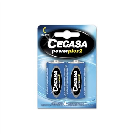 Cegasa Power Plus 2 Pacote com 2 Pilhas R14 C - Pilhas de solução salina para aparelhos de baixo consumo