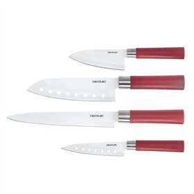 Conjunto de 4 Facas Profissionais Santoku Cecotec - Lâmina de 2mm de Espessura - Revestimento Cerâmico - Aço Inoxidável com Base