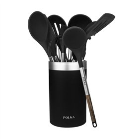 Conjunto de utensílios de cozinha Cecotec Polka Excellence Force com 9 peças - Cabo com efeito madeira - Silicone antiaderente -